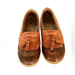 LL Bean Leather Rain Low Duck Shoes Women 9 Medium Loafer